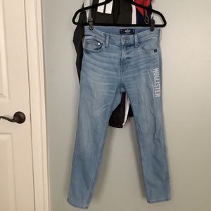 Light wash hollister logo jeans